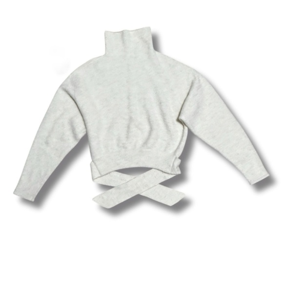 029 WILFRED Women's Lorin Cowl Neck Waist-Tie Sweater - Light Birch, Small - Picture 4 of 11